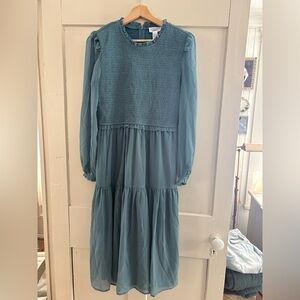 NWOT Teal mid length long sleeves dress
